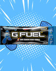 G FUEL Energy, sample pack, Mega man, blue bomber slushee, 1 serving, product front with matching background