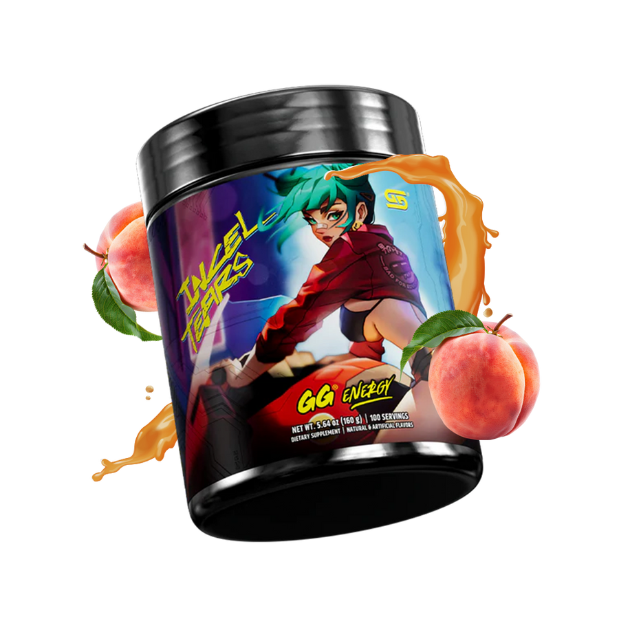 Gamersupps energy drink, Incel tears, tub,  product image with fruits