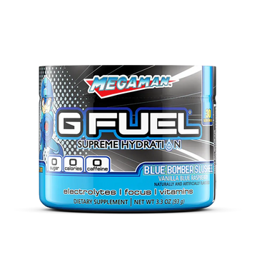 G FUEL caffeine free, Mega man, blue bomber slushee, tub,  product front