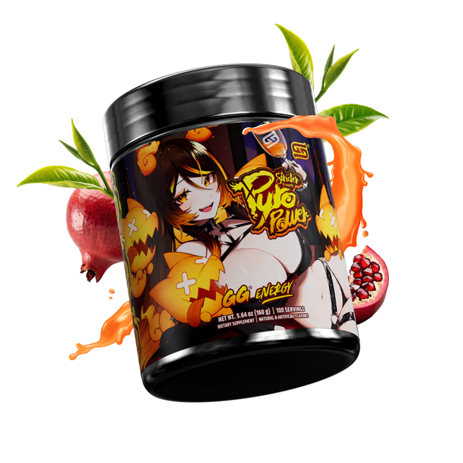 Gamersupps caffeine free, Sinder's pyro power, tub,  product front with fruits