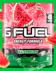 G FUEL Energy, Watermelon, tub,  product front with matching background showing watermelon